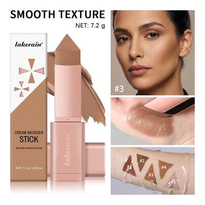  Barra de contorno de crema bronce Lakerain, maquillaje facial de contorno mate, ligero, natural, resistente al agua y al sudor de uso múltiple