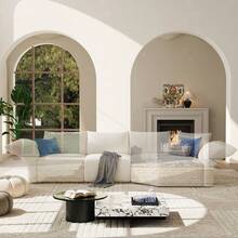 Sectional Couch For Living Room, 122 Inch Modular Sectional Sofa With 4 Seats, Adjustable Arm And Backrest, Modern Comfy Couch - 白色 - 查看 2