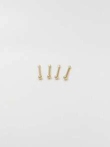 2pcs S925 Sterling Silver Plated Gold Nose Studs, Minimalist & Hypoallergenic, Unisex Tiny Piercing Jewelry, Suitable For Daily Wear By Men & Women (Delicate & Compact) - Nose Stud - View 11
