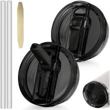 2 nắp đậy có ống hút thay thế tương thích với phụ kiện cốc Cup 40 oz, chống rò rỉ, chống tràn, có thể tái sử dụng, tương thích với phụ kiện cốc 40 oz, màu trắng, đen, be, xanh dương, hồng. - Nhiều màu - Xem 8