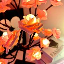Cute  Pink LED Rose Tree Night Light, Color Changing Aesthetic Flower Lamp, USB Bedroom Desk Decor, Dreamy Room Decor Gift For Girls & Teens - 粉色 - 查看 9