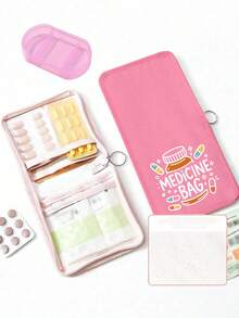 彩色卡通药丸图案便携式药袋,多功能旅行药品收纳盒,轻巧设计,易于放入包/钱包,适用于药袋、药盒和旅行药包,适合旅行、上班族、学生、家庭使用,也适合日常使用、旅行、办公、户外活动。药盒、药盒、药瓶、药罐、医院包、急救包、药品整理器、药品收纳袋、旅行必备包袋、旅行度假必备品 - 彩色 - 查看 8