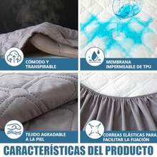 zxr Protector de Colchón BlandoProtector Cubre Colchón Impermeable para La Protección del Colchón Resistente A Los Ácaros del Polvo Gris Matrimonial-Full84 - Gris - Ver 4