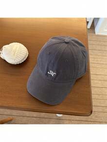 2026Gorra de béisbol americana con bordado de letras, unisex, minimalista y versátil, adelgaza la cara, protección solar, talla grande - Gris - Ver 3