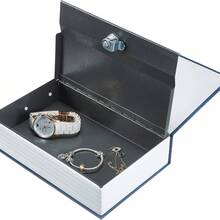 Decorative Book Safe Box With Key Lock, Faux Book Hidden Storage Box, Suitable For Home Bookshelf, Store, Piggy Bank, Document Safe, Black - Blue - View 6