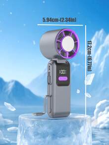 1pcPortable Foldable Ice-Cooling High-Speed Fan With LED Display, Dual Charging Ports & Built-In Cable - Summer Outdoor Travel Must-Have, Cools Even At 40°C, (, )