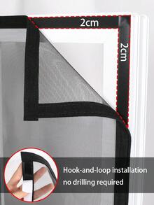 Black Window Screen With Zipper, DIY Insect Mesh Netting With Self-Adhesive Hook And Loop Tape, Adjustable Breathable Mosquito Screen For Windows