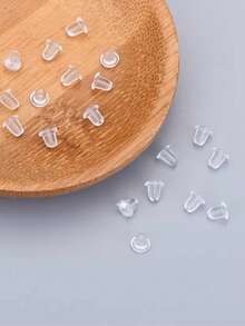 100pcs/200pcs Silicone Ear Stud Backs - Secure & Comfortable Transparent Earring Support For All Occasions - Clear - View 2