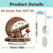 1 pieza Cartel decorativo de acrílico en estilo bohemio 2D, decoración de sobremesa multiusos con tema floral, ideal para el hogar y la oficina, regalo creativo para el Festival de Ramadán, regalo ideal para Eid Al-Fitr, texto en inglés, sin batería ni láser requerido - Multicolor - Ver 6