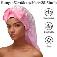 长款系带睡帽，光滑发帽，长辫子睡帽，可重复使用可调节护发包裹帽，女士睡眠帽