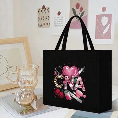 Nurse Themed Print Gift Tote Bag, Suitable For Travel Storage, Commuting, Student Use, Shopping, A Thoughtful Gift For Sisters, Colleagues, And Friends