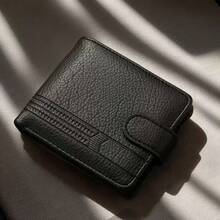 男士钱包，黑色/咖啡色/棕色，短款，简约时尚，多卡位，大容量，超薄三折软皮/PU钱包，拉链封口，新款商务零钱包 - A - 查看 3