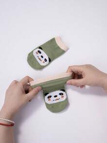 6双卡通动物头像婴儿/幼儿防滑船袜，带防滑点 - 彩色 - 查看 5