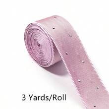 3 Yards/Roll Polyester Edged Dotted Rhinestone Ribbon, Elegant Gift Packaging Ribbon, 25mm Wedding Holiday Party Decor Ribbon, Floral Decoration Silk Tie - Multicolor - View 15