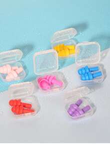 1/3/6/12 Pairs Random Color Silicone Waterproof Swim Ear Plugs, Noise Reduction Earplugs For Swimming - Multicolor - View 8