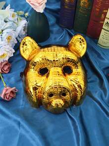 1pc Halloween Half-Face Mask, Specially Designed For Masquerade Balls, Carnival Parties, Electroplated Gold Animal Masks, Game Props - Multicolor - View 7