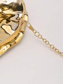 Túi xách cầm tay dự tiệc kiểu dáng quạt kim loại cổ điển, túi xách màu vàng dành cho các dịp trang trọng, tiệc tùng, dạ hội, cocktail, túi đeo vai hình dáng độc đáo dành cho phụ nữ. - Vàng - Xem 6