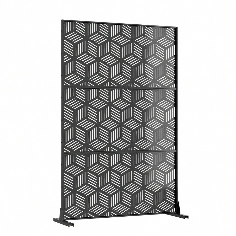 Pantalla de Privacidad Metálica 74"x47.2" con Soporte, Panel Divisor Decorativo para Exterior, Partición Libre para Terraza, Balcón y Jardín, Uso Interior y Exterior - Estilo3 - Ver 1