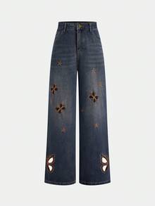 Magic Mia Women Flare Pants High Waist Wide Leg Trousers | Suitable For Office Commute, Campus Life, Street Strolling & Holiday Outings (Cotton) For Easy Chic Styles - Màu xanh lam - Xem 4