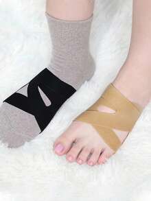 足弓支撑，硅胶材质，交叉绑带足垫，男女通用，可水洗 - 黑色 - 查看 2