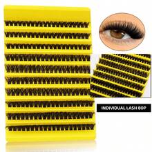 200 racimos de pestañas segmentadas para estilos DIY, 10 filas de pestañas individuales rizada coqueta, densidad ajustable - D - Ver 6