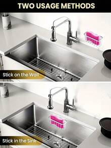 Stainless Steel Sponge Holder With Suction Cup Easy To Install Space Saving Multifunctional Durable Cleaning Tool For Sponges Scrubbers And Soap Suitable For Kitchen And Bathroom For Sponges Small Tools Keeps Surfaces Clean Household Accessories - Multicolor - View 5