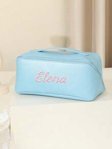 Personalized Embroidered Cosmetic Bag, Great Christmas Gift For Mom, Suitable For School, Vacation. Portable Large Capacity Storage Bag, Leather Travel Toiletry Bag, High-Quality Makeup Bag, Outdoor Portable Large Capacity Toiletry Bag, High-Quality Handheld Travel Cosmetic Bag, PU Fashion Convenient Makeup Bag, High-Quality Large Capacity New Portable Women's Cosmetic Bag, INS High-End Ladies Makeup Bag, PU Leather Transparent Compartment Large Capacity Travel Makeup Bag - Multicolor - View 12