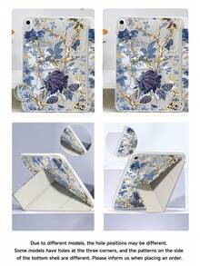 蓝色花卉图案基础款平板电脑保护套，适用于11英寸平板电脑，兼容iPad Air M3 2025/M2 2024、Air第五代2022、(A16) 11英寸第十一代2025、Galaxy Tab、Kindle Paperwhite第十二代2024。透明背壳，时尚图案，支持自动休眠/唤醒功能，气垫保护，适合作为礼物和办公用品，也是春季生日礼物的理想之选。 - 彩色 - 查看 7