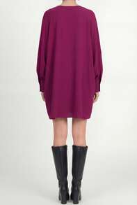 Loose-Fitting Dress With Long Sleeves - Purple - View 5