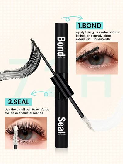 2 piezas Pegamento para pestañas 10ml Lash Bond And Seal 10ml Pegamento y sellador para pestañas individuales Súper fuerte agarre DIY Extensión de pestañas