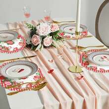 12/24 包，33 厘米餐垫，一次性餐垫，草莓图案，适用于情人节、感恩节、生日派对、婚礼派对、新娘送礼会、晚宴、宴会、餐桌、野餐、咖啡馆和其他场合。 - 彩色 - 查看 6