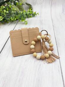 1 件女式多色串珠 PU 流苏钥匙钱包、零钱包、卡包、腕包、钥匙扣，可作为礼物送给妈妈和朋友，波西米亚风圣诞节汽车配件包饰学校可爱哥特 Y2k 包挂绳带身份证夹汽车配件包饰 - 卡包 - 查看 6