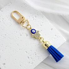 Rhinestone Tassel Pendant, Gold Lobster Clasp Bag Charm, Evil Eye Lucky Amulet Accessory - Multicolor - View 16