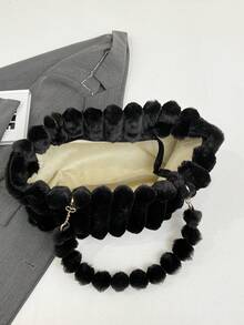 新款蓬松大容量单肩包，时尚大容量通勤包，秋冬季百搭女士腋下包 - 黑色 - 查看 11