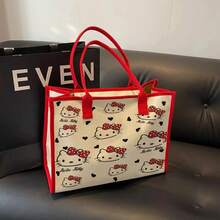 SANRIO Sac à bandoulière de haute qualité motif chat, sac fourre-tout en canevas grande capacité pour étudiant, sac à main de navetteur, sac organisateur essentiel pour l'extérieur pour femmes - Multicolore - Voir 9