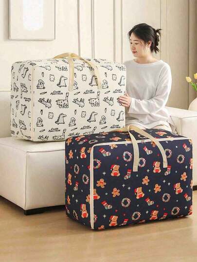 1pc Oxford Cloth Quilt Storage Bag, Large Capacity Garment Bag, Student Handbag, Moving Packing Bag, Portable Non-Woven Fabric Quilt Bag, Moisture-Proof Quilt Storage Bag, Quilt Bag Storage Bag Garment Quilt Bag Oxford Cloth Luggage Garment Organizer Packing Bag Portable