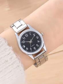 2/1pc Girl's Fashion Business Luxury Casual Round Dial Quartz Watch, Paired With Crystal Decor Bracelet Set, Suitable For Daily Wear, Girls' Accessories, Birthday & Holiday Gift, Suitable For Celebration, Gathering, Gift Giving, Party Decoration, Perfect Gift For Girls On Valentine's Day And New Year - Multicolor - View 6