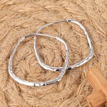 DIYCCPC Oversized Silver-Plated Hoop Earrings, Thick & Large Exaggerated Round Circle Earrings, European And American Style Jewelry - Silver - View 4