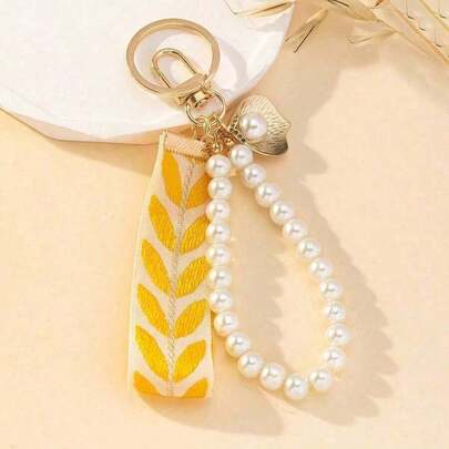 Webbing Pearl Keychain Pendant Women's Jewelry Bag Car Key Creative Ribbon Ornament Chain