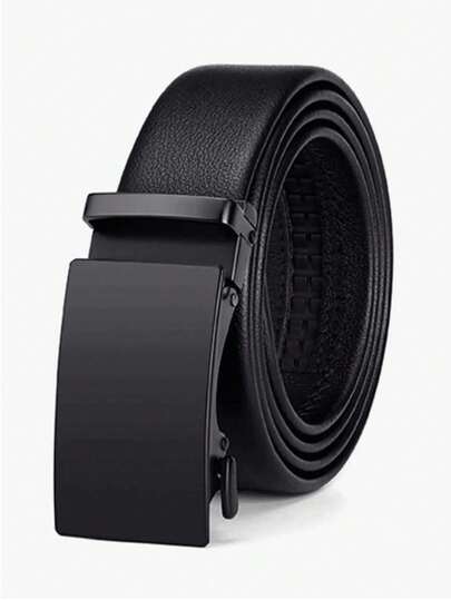 1pc Fashionable & Versatile Square Buckle Leather Belt For Men, Suitable For Commuting