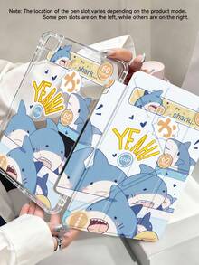Shark Game Pattern Tablet Case Compatible With IPad Air 11-Inch M3 2025 / M2 2024, IPad Air 5th Generation 2022 , IPad (A16) 11 Inch 11th Generation 2025,Compatible With Samsung Galaxy Tab,Kindle Paperwhite 12th Gen 2024, Clear Back ,Fashion Pattern Protective Case,Autlueomatic Sleep And Wake-Up Function, Airbag Protection, Suitable For Gifts And Office Use - Multicolor - View 2