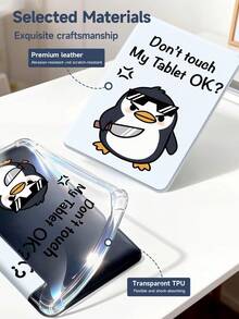 请勿触碰我的设备。可爱卡通企鹅图案平板电脑保护套，兼容 iPad Air 11 英寸 M3 2025 / M2 2024、iPad Air 第五代 2022、iPad (A16) 11 英寸第十一代 2025、三星 Galaxy Tab、Kindle Paperwhite 第十二代 2024。透明背壳，时尚图案保护套，支持自动睡眠/唤醒功能，气囊保护，适合送礼和办公使用。 - 彩色 - 查看 11