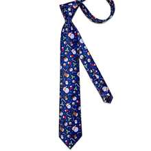 Juego de corbatas de Navidad para hombre diseño de corbatas de seda y bolsillo con caja de regalo corbata festiva de Navidad-B006 - Muñeco de nieve azul - Ver 3