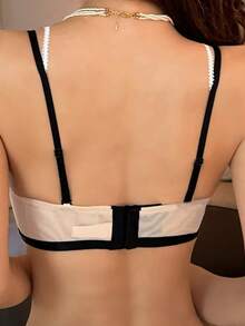 Đồ lót ren đen dành cho nữ, áo ngực nâng ngực cổ chữ V sâu gợi cảm, áo ngực thoáng khí giúp nâng đỡ vòng một nhỏ. - màu đen - Xem 3