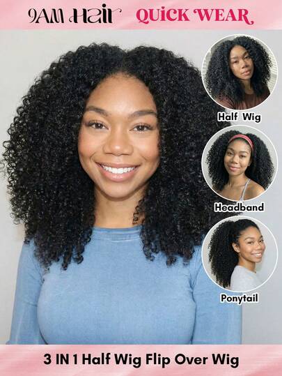 QUICK WEAR V Part Wig V Part Human Hair U Part Wig Half Wig Human Hair V Part Glueless Wig 180% Density Afro Kinky Curly Human Hair Blend With Elastic Drawstring 14-30 Inch Natural Black Protective Style For Women Daily Use Friendly Sport Vacation Travel Festival Prom Outdoor Cosplay Campus School Beach Wedding Camping Holiday Outfits Summer Outfits Vacay Vibes Charm Elegant Casual Y2k Fashion Styles Ss25 Keywords