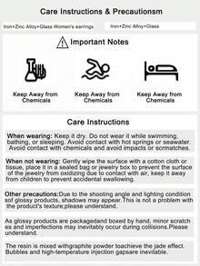 1 Pair Luxury Elegant Floral Earrings With Micro-Inlaid Rhinestones, Vintage Fashionable Charming Drip Oil Flower Stud Earrings Suitable For Women's Daily, Vacation, And Banquet Wear - Yellow - View 4