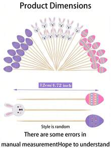 20-Piece/50-Piece Easter Toothpick Set Easter Egg Bunny Bamboo Picks Easter-Themed Design Ideal For Appetizers 4.7-Inch Natural Bamboo Cocktail Picks Perfect For Cakes, Desserts, Fruit, And Easter Party Decorations Birthday Party Decorations - Multicolor - View 7