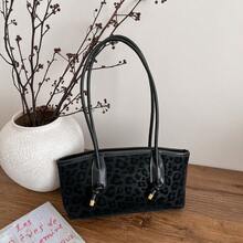 复古小众豹纹女式手提包，新款通勤单肩腋下包，个性化INS风时尚托特包 - 彩色 - 查看 14