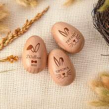 1PC Personalized Wooden Musical Egg, Musical Wooden Easter Egg Shakers, Custom Easter Gift, Musical Instrument, First Easter - Apricot - View 4