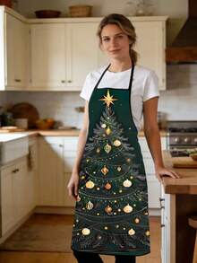 1 chiếc tạp dề cỡ lớn mừng năm mới - Tạp dề nhà bếp ngày lễ, in hình cây thông Noel linh thiêng lấp lánh - Tạp dề nấu nướng bằng polyester bền chắc, thích hợp cho việc làm bánh, trang trí bánh quy trong dịp lễ - Món quà năm mới lý tưởng, unisex, cần thiết cho đầu bếp tại gia - Trang phục trang trí ngày lễ dễ vệ sinh, thiết kế vui nhộn, đường may chất lượng. - Nhiều màu - Xem 4